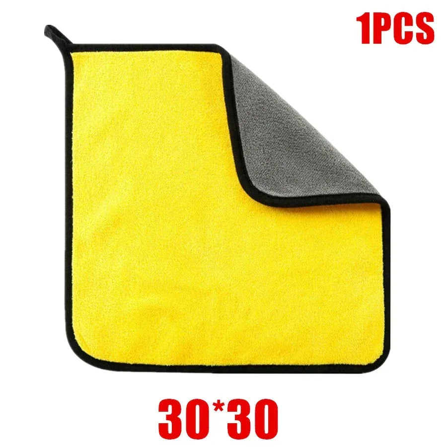 1/2/6pcs Microfiber Cleaning Towel Thicken Soft Drying Cloth Car Body Washing Towels Double Layer Clean Rags Car Accessories - Urbizia