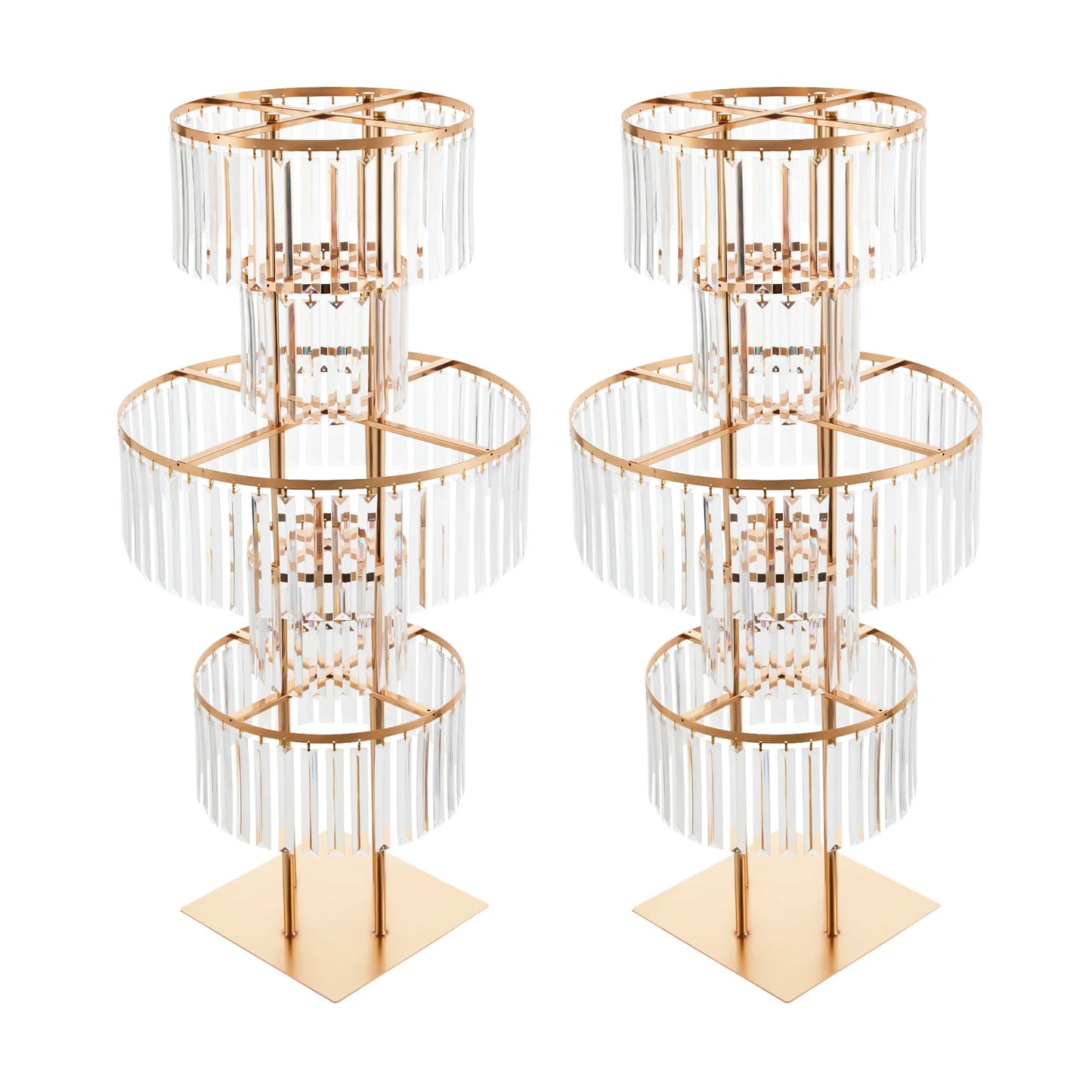 1/2Pcs 5-Tier Gold Acrylic Wedding Flower Stand 110cm Crystal Style Floor Standing Centerpiece for Wedding Party Event Decorate