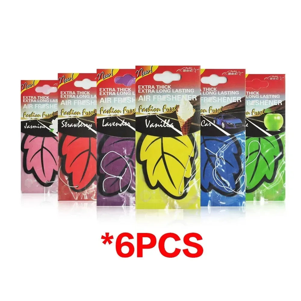 3-60pcs Car Air Freshener Natural Scented Tea Paper Auto Hanging Vanilla Perfume Fragrance Leaf Shape Car Accessories Interior - Urbizia