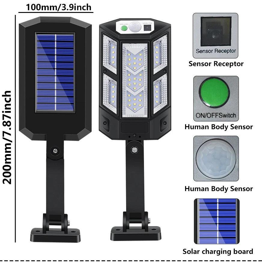 Powerful LED Solar Outdoor Courtyard Wall Lamp Rechargeable Induction Solar Garden Light Terrace Garage Door Street Lighting