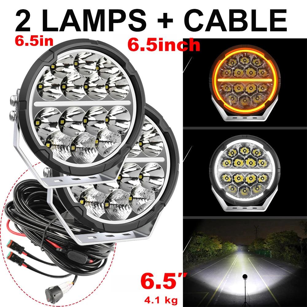 BraveWAY 6.5 inch Led Driving Light for Offroad Truck UTV 4WD 4x4 for Toyota for Hummer for JEEP for Ford 9 inch LED Work Light