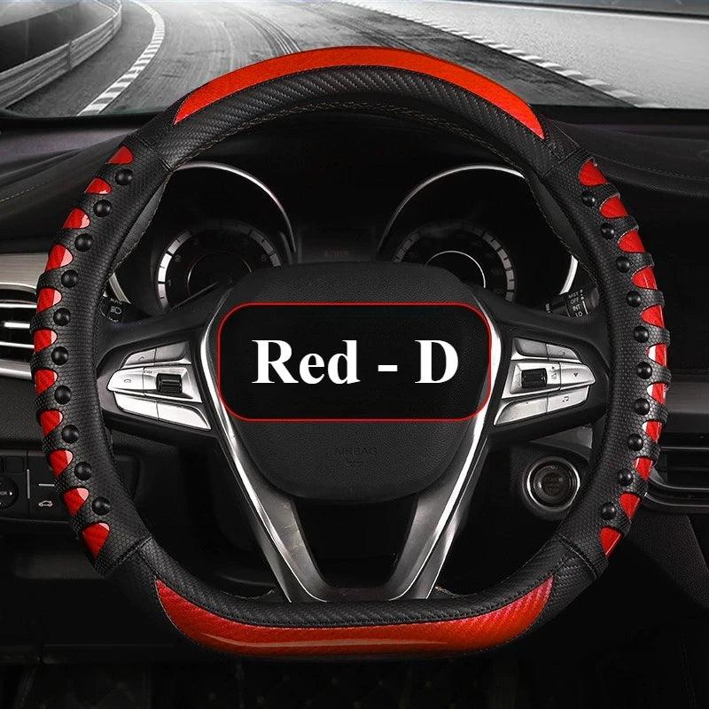 Carbon Fiber Leather Auto Steering Wheel Cover Universal Non Slip Steering Wheel Covers Car Accessories Interior Steering Covers