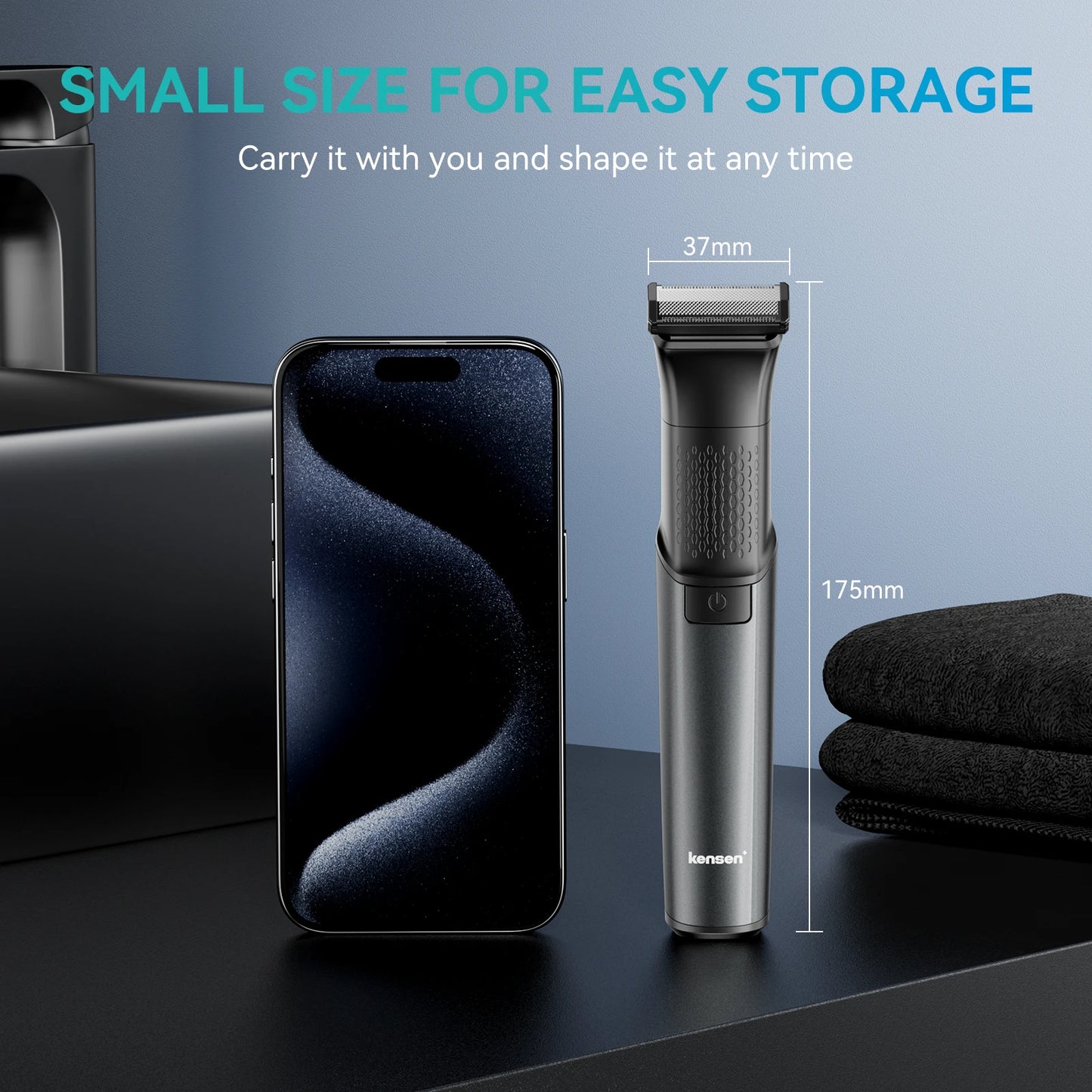 KENSEN S15 Electric Tirmmer for Men Dual-sided Blade IPX6 Waterproof Body Hair Razor Beard Trimmer 2 in 1 Trimmers for Barber