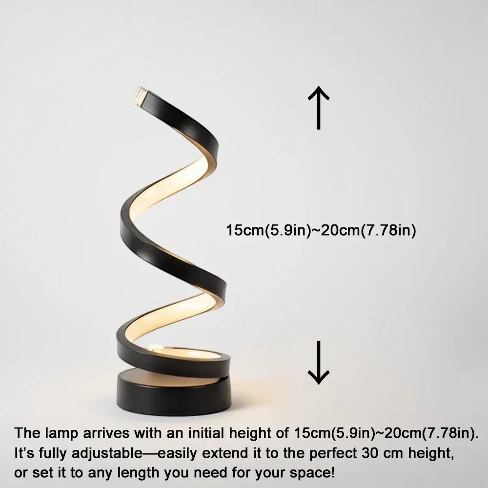 LED spiral dimmable table lamp suitable for living room bedroom study adjustable brightness bedside lamp for office and home use - Urbizia