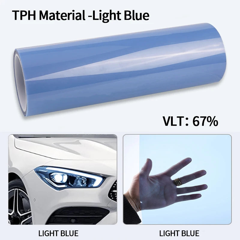 Car Headlight & Taillight Smoke Wrap Film – Black TPH PU PPF Protective Sheet