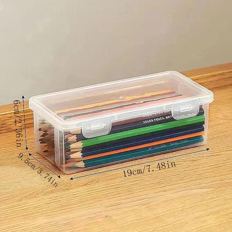 Multifunction Pen Case Clear Plastic Pencil Boxes Portable Mount Storage Pen Box For Oil Pastel Crayon Stationery Organizer Bag