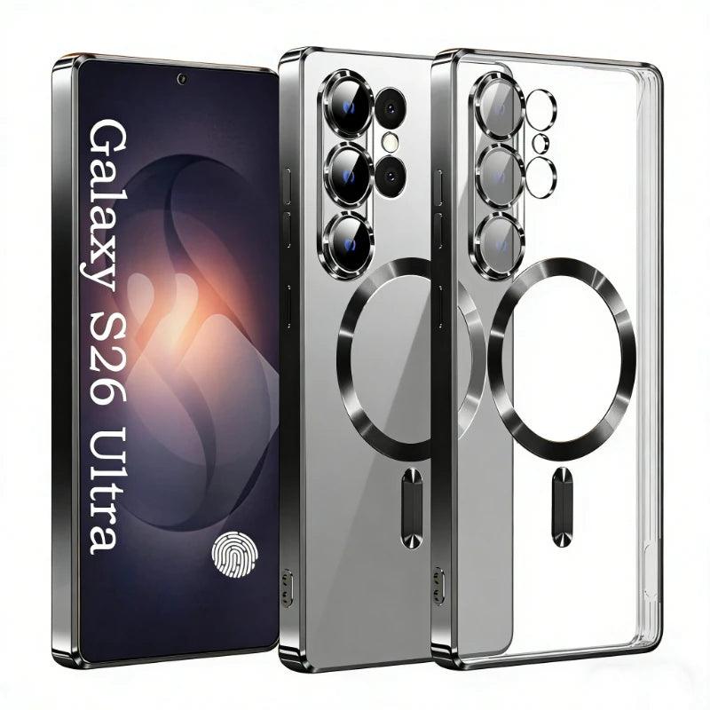 Luxury Transparent Plating Magnetic Wireless Charge Case for Samsung Galaxy S26 S25 S24 S23 S22 S21 Ultra Plus FE Note 20 Cover