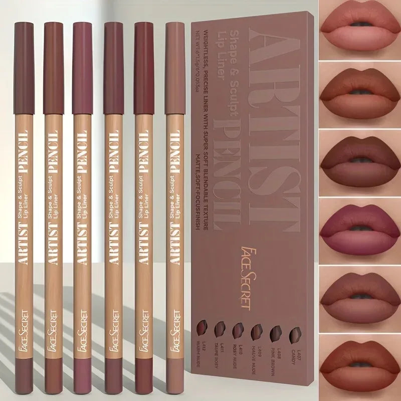 6-Piece Velvet Matte Lip Liner Set - Urbizia