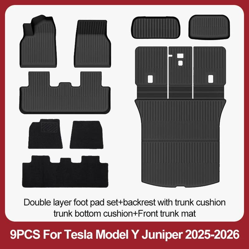 For Tesla New Model Y Juniper Premium/Performance 2025+ TPE Floor Mats Luggage Mat Wear-resistant Foot Pads ModelY Trunk Mats