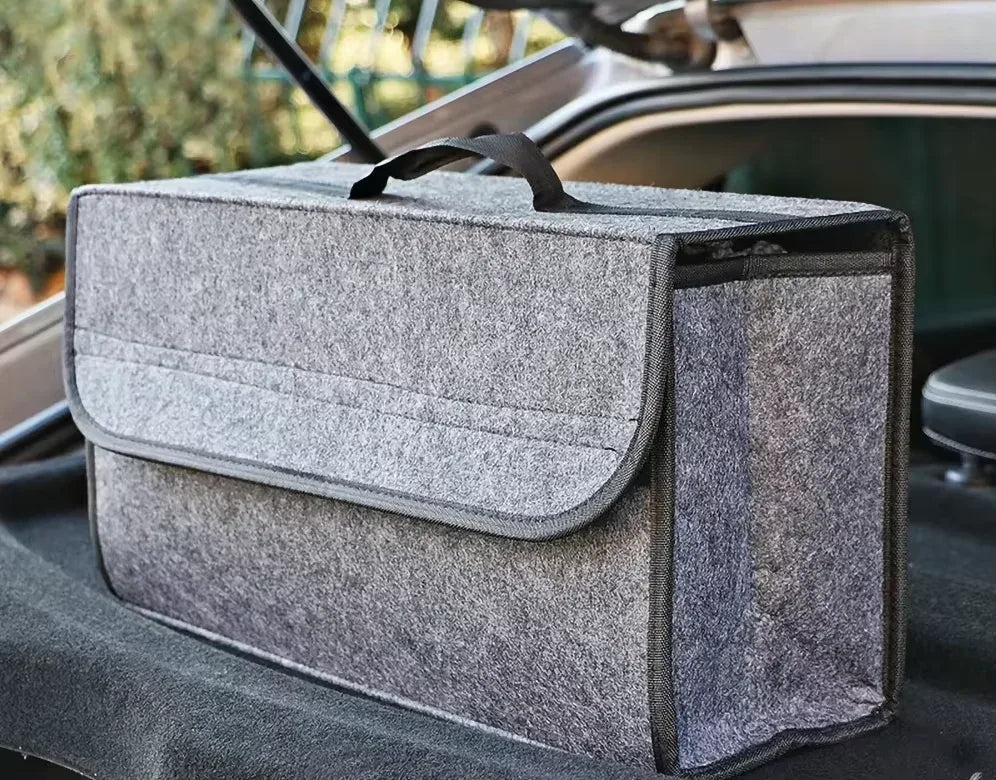 Gray Black Anti Slip Car Trunk Organizer Bag Multi Compartment Soft Felt Storage Box for Boot Tools & Auto Accessories - Urbizia