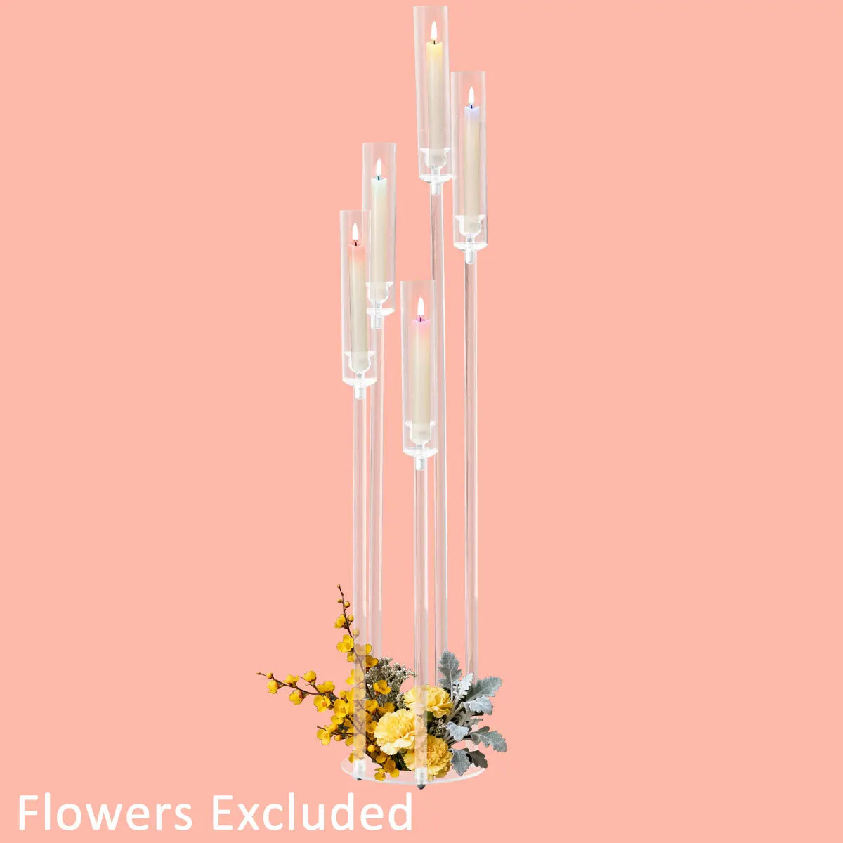 Clear Acrylic Floor Candelabra 5 Arm Tall Candlestick Holder for Wedding Table Centerpiece Ceremony Party Home Decoration 10PCS