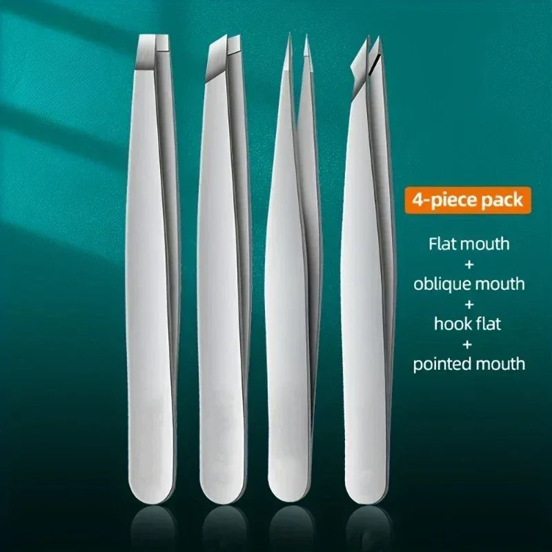 Ouriner 4‑Piece Stainless Steel Eyebrow Tweezers Set - Urbizia