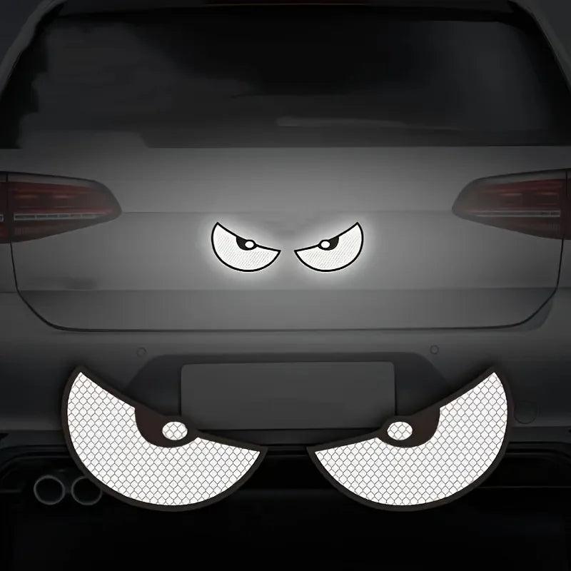 2pcs Car Demon Eye Reflective Stickers Motorcycle Improve Vehicle Visibility At Night And Driving Safety
