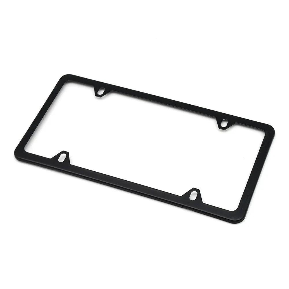 2 Pcs Stainless Steel US-Spec License Plate Frame with Square Holes and Slim Edges Includes Accessory Screws and Wrench US size