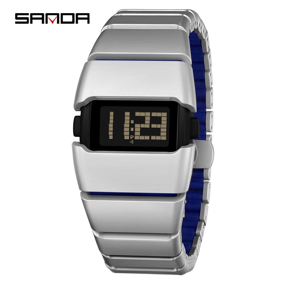 SANDA 9504 Retro Electronic Watch 5ATM Waterproof Night Light Display Snooze Alarm Clock Stopwatch Men's and Women's Watches2026