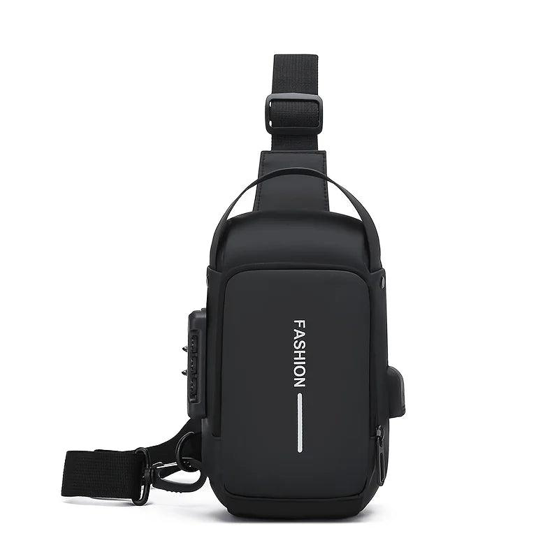 Durable Oxford Fabric Men's Sling Bag - Stylish Motorcycle Crossbody Chest Pack with Phone Pocket, Zip Closure for Daily Commute