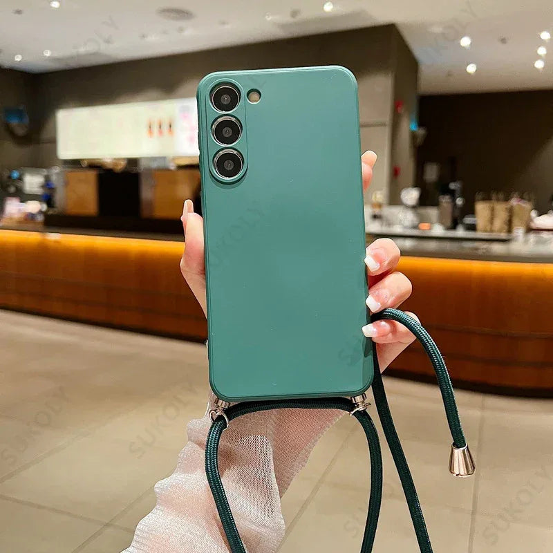 Liquid Silicone Crossbody Lanyard Phone Case for Samsung