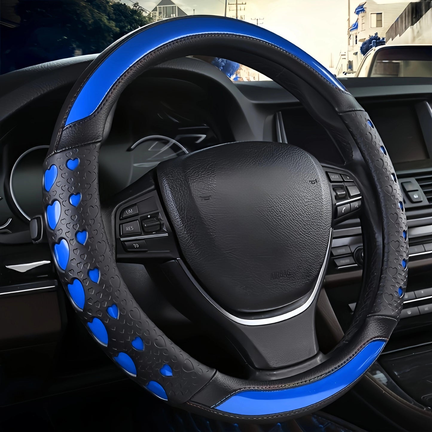 Sweet Heart Design Steering Wheel Wrap - Durable PU Leather, Anti-Slip Inner Circle, Fits Most Vehicles