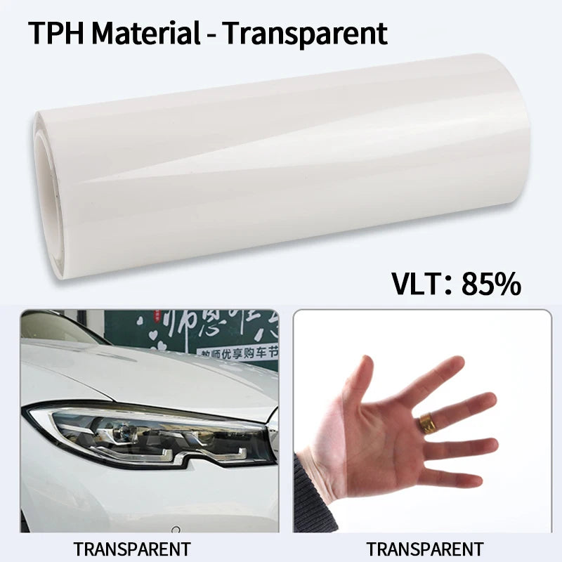 Car Headlight & Taillight Smoke Wrap Film – Black TPH PU PPF Protective Sheet