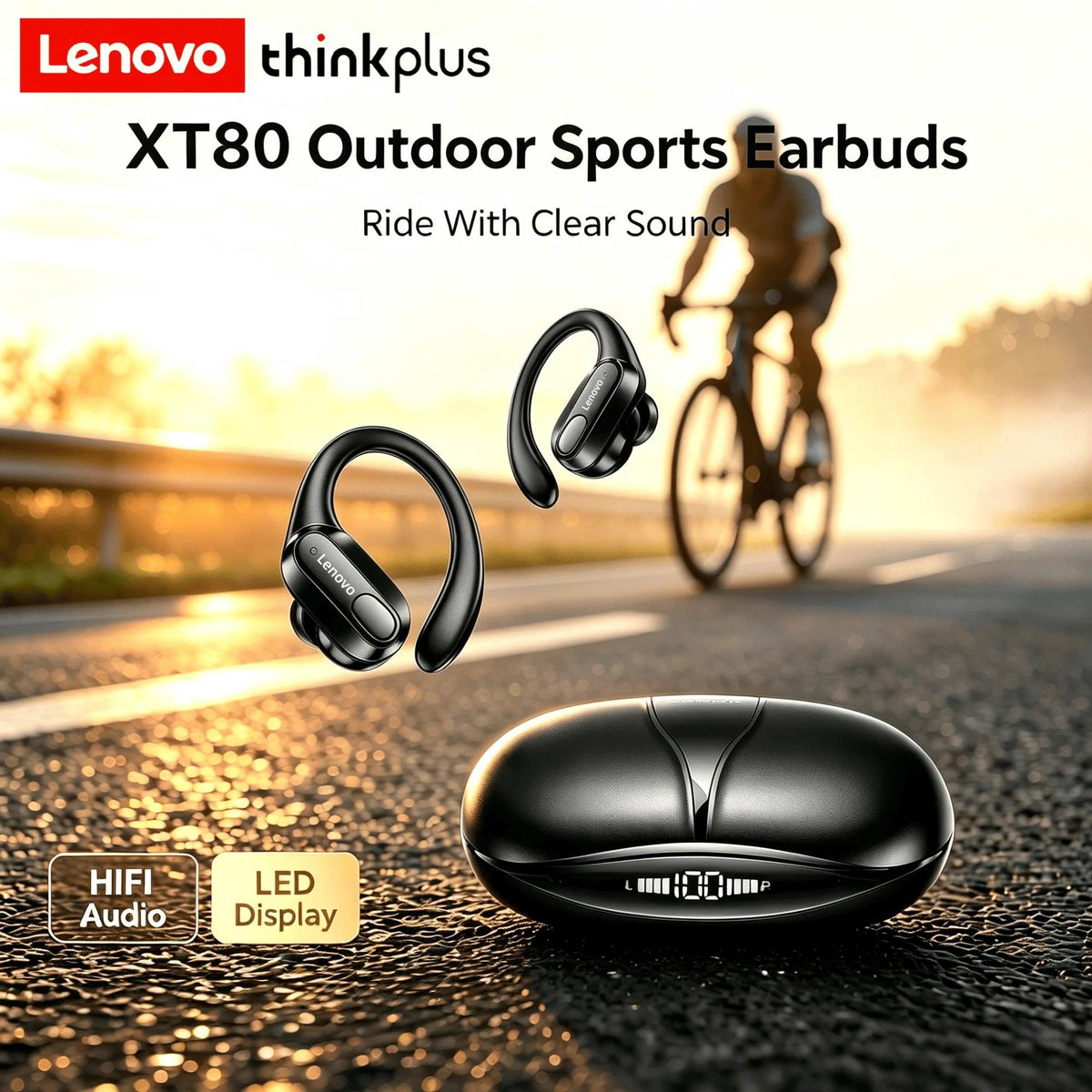 Lenovo XT80 Sport Wireless Earbuds – OWS Earhook, BT 5.3