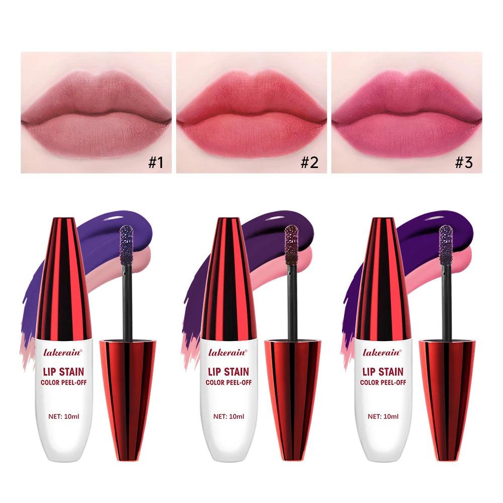 Peel Off Rose Pink Lip Gloss Matte Outline Contour Tattoo Lip Stain Waterproof Transfer Resistant Tear Off Natural Lip Tint
