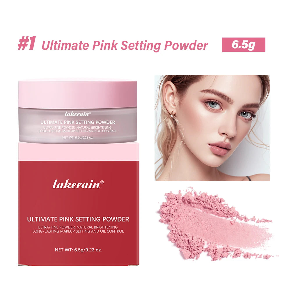 Setting Powder long-Lasting Matte Pink Finish Oil Control Makeup Fixation Removal Pore Modification Setting Cosmetics one size
