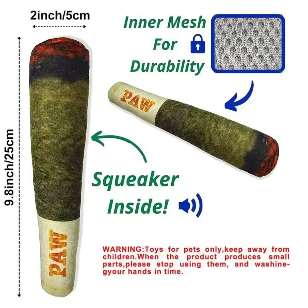 Funny Interactive Dog Toys - Cigar Design Plush Squeaky Pet Toys Grinding Teeth Creative Chew Toy For Small Medium Dog - Urbizia