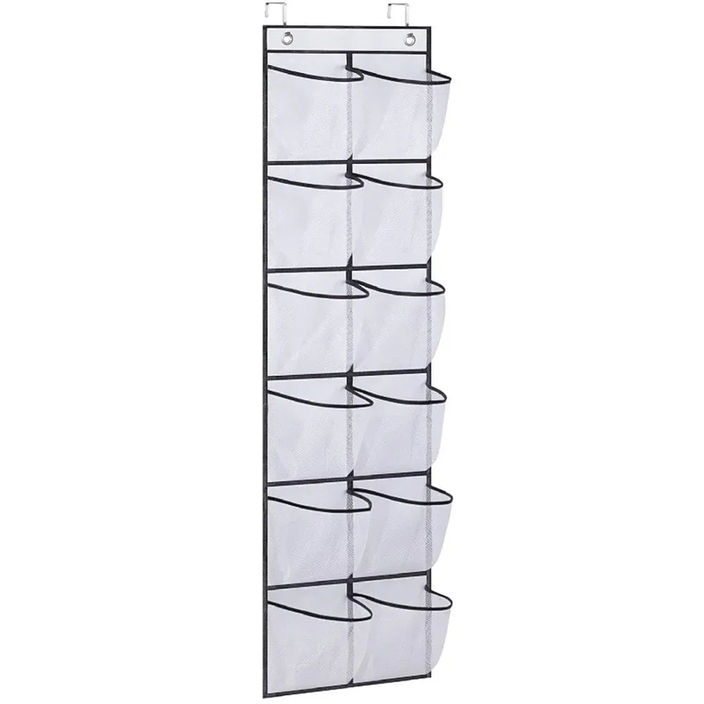 12-Pocket Over Door Shoe Organizer Mesh Storage Bag
