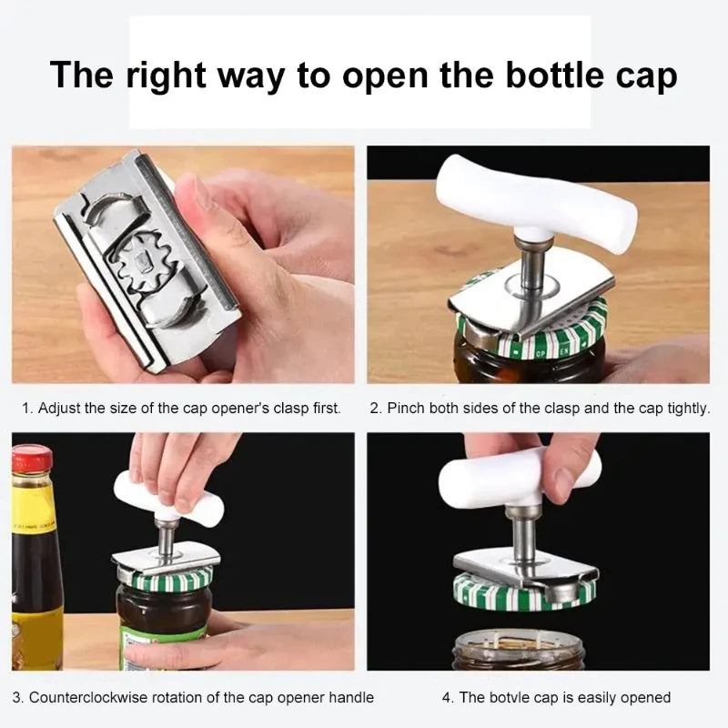 Stainless Steel Jar Opener – Multi-Function Adjustable Bottle & Lid Opener