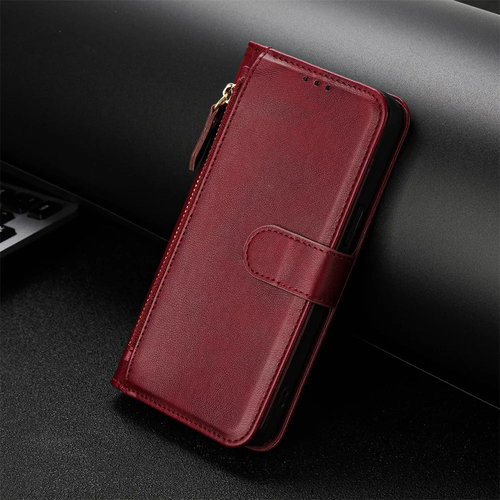 Zipper Leather Phone Wallet Case Book For Samsung Galaxy M62 M56 M55 M54 M53 M52 M36 M35 M34 M33 M32 M15 M12 F16 F06 Flip Cover