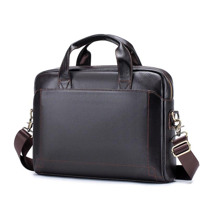 Men's leather handbag, top layer cowhide briefcase, leather laptop bag, diagonal cross office bag