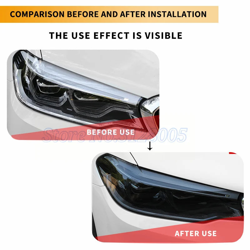 Car Headlight & Taillight Smoke Wrap Film – Black TPH PU PPF Protective Sheet