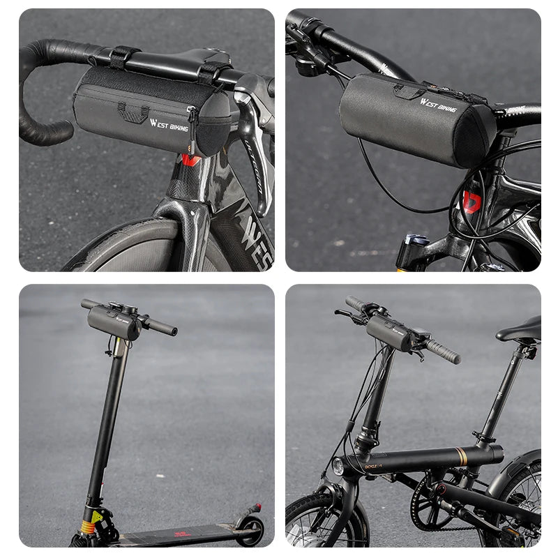 WEST BIKING Bike Handlebar Bag Portable Reflective Shoulder Bag For Cycling MTB Road Bike Scooter Front Tool Bags Elastic Band