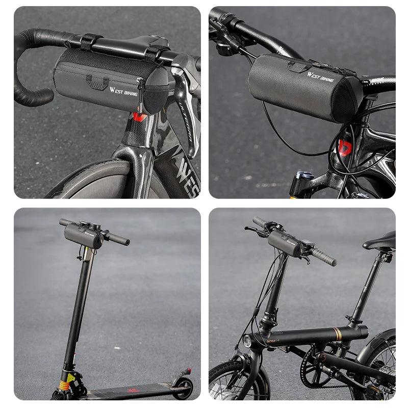 WEST BIKING Bike Handlebar Bag Portable Reflective Shoulder Bag For Cycling MTB Road Bike Scooter Front Tool Bags Elastic Band