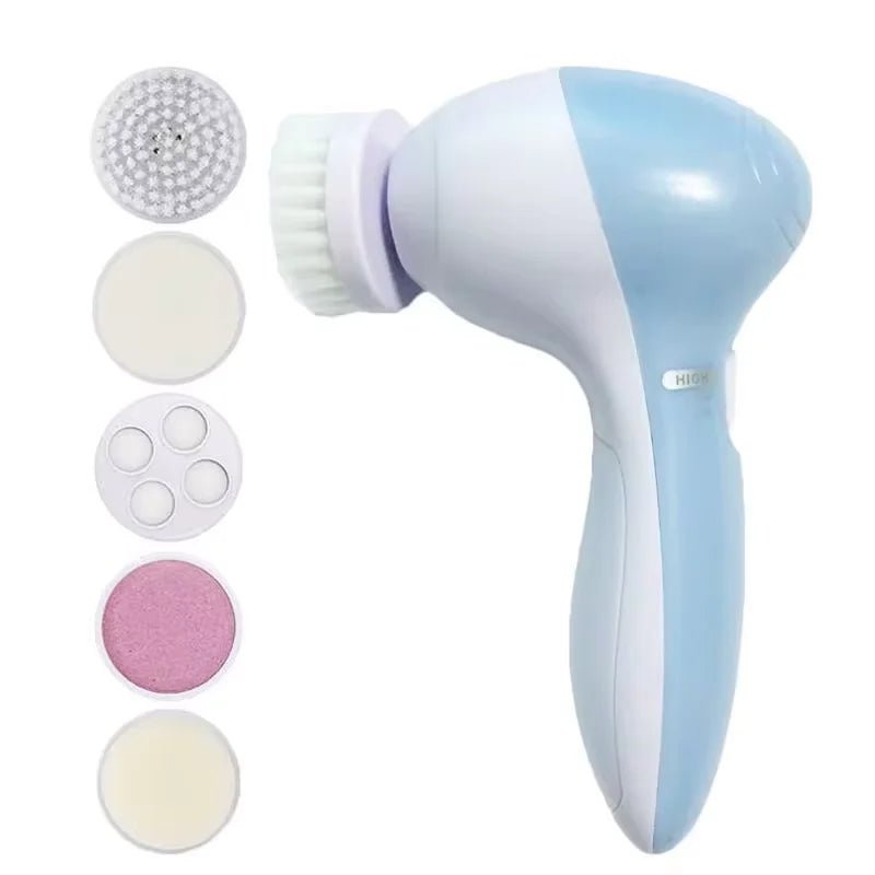 5-in-1 Electric Facial Cleansing Brush – Deep Clean & Blackhead Remover