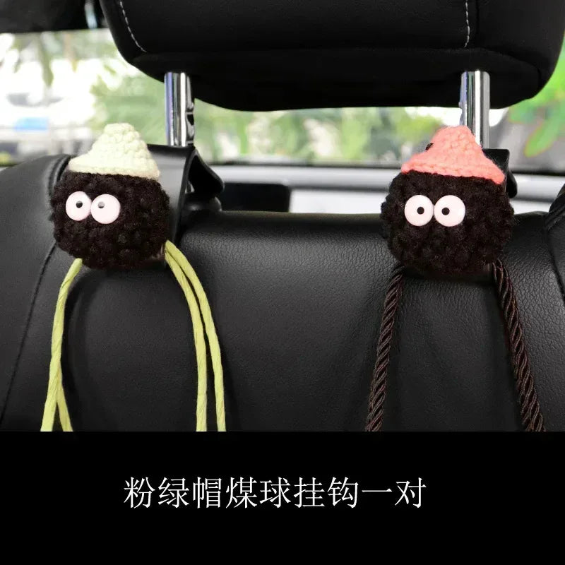 2PCS Cute Cartoon Ball Toy Car Seat Back Hooks Storage Vehicle Headrest Organizer Hanger for Groceries Bag Handbag Decoration - Urbizia