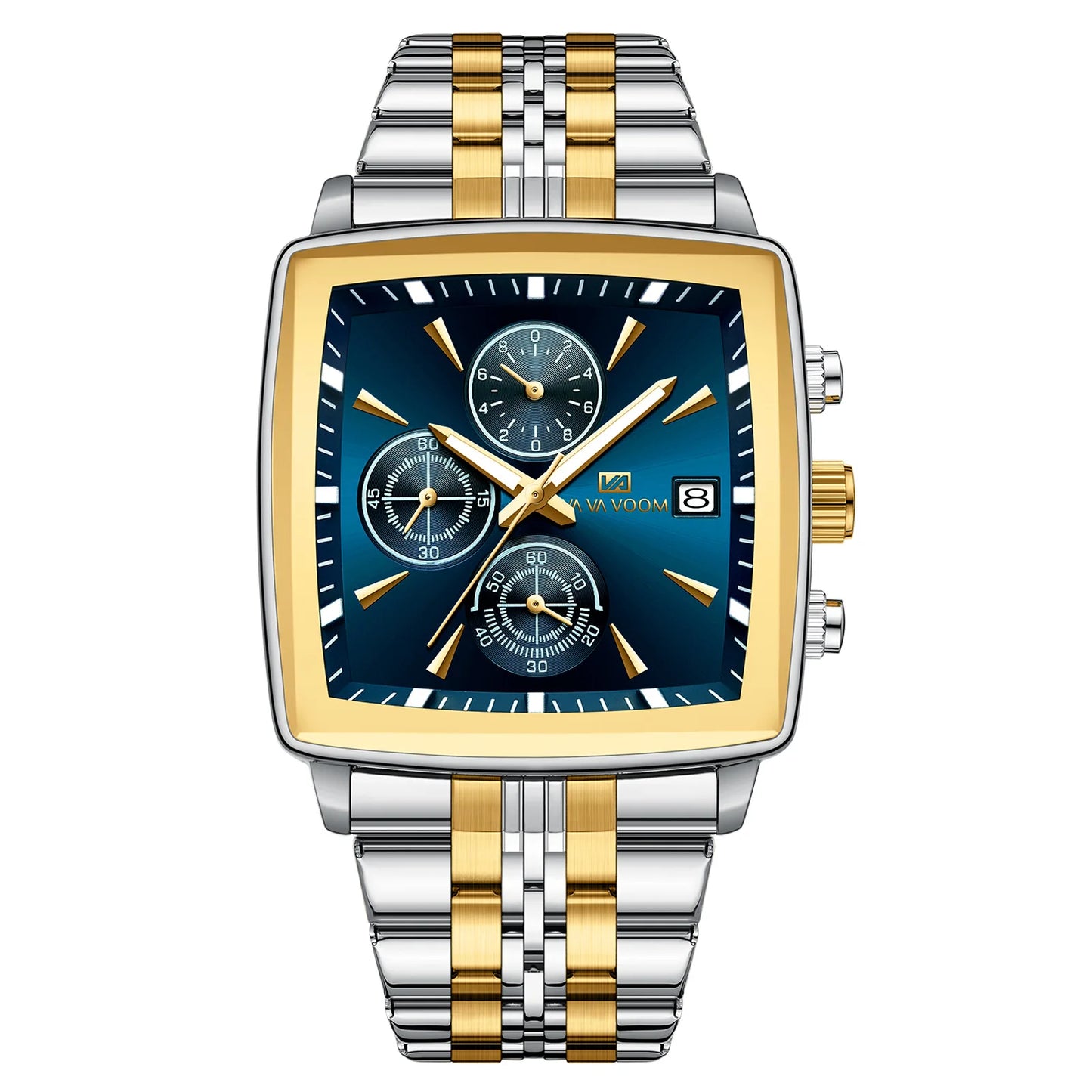 Multifunctional Timing Business Men Watch Waterproof Luminous Calendar Three Eye Six Pin Steel Male Fashion Quartz Clock Watch