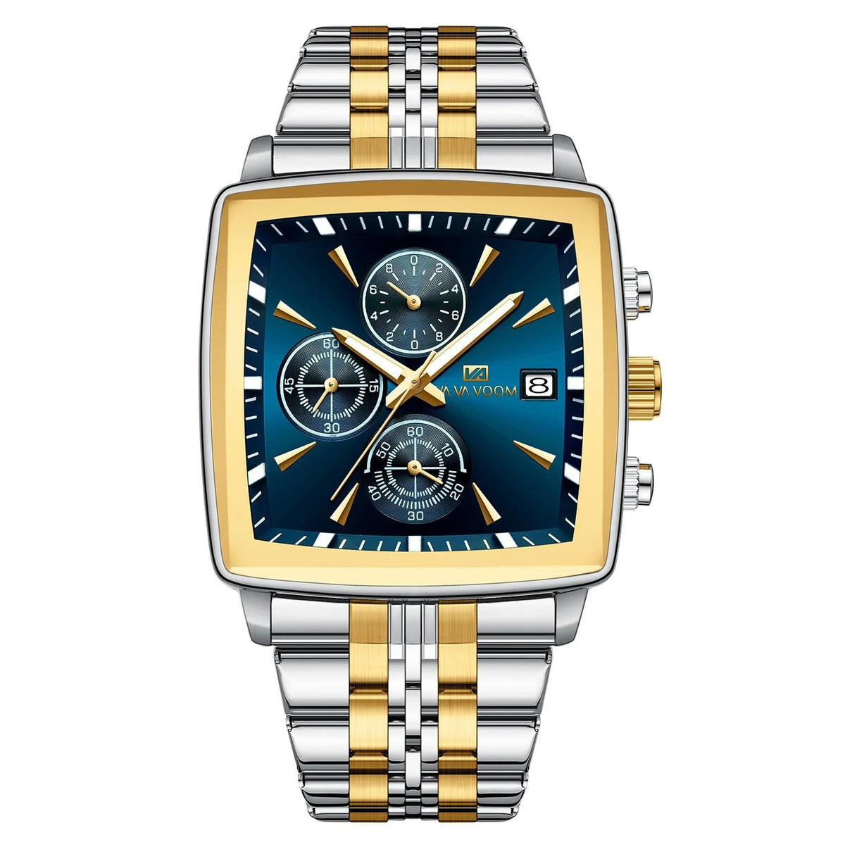 Multifunctional Timing Business Men Watch Waterproof Luminous Calendar Three Eye Six Pin Steel Male Fashion Quartz Clock Watch