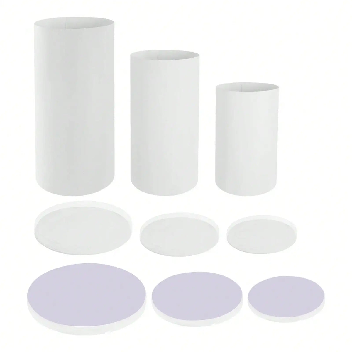 3Pcs White Cylinder Pedestal Stands Round Cylinder Pedestal Display Plinth Pillars For Wedding Party Decor