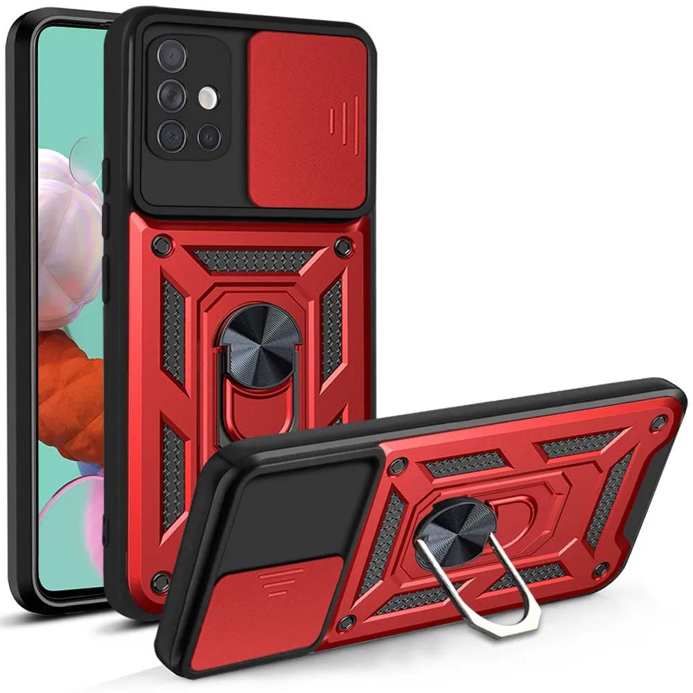Case For Samsung Galaxy A71 A51 A73 A72 A53 A52 A33 A32 A34 A35 A23 A24 A25 Slide Camera Protector 360 Ring Armor PC Hard Cover