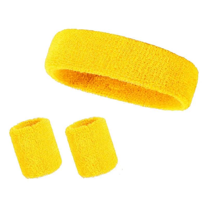 New Hot Athletic Sweatband Hairband Headband Wristband Set in 3-Pack Cotton Head Sweat Bands for Running, Cycling, Yoga, Spa