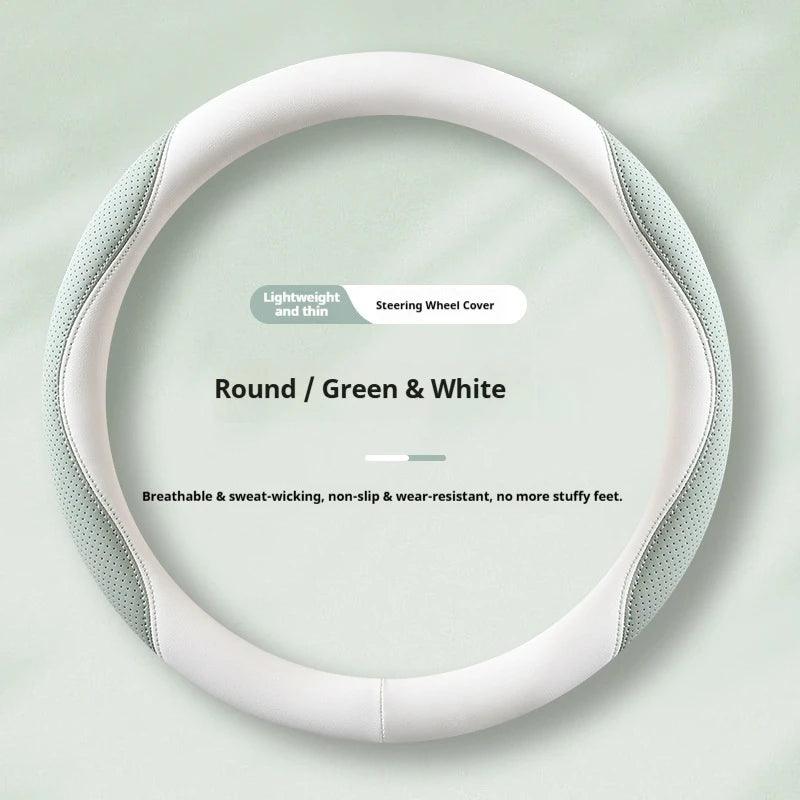 Practical Car Steering Wheel Cover Perforated Leather Four Seasons Universal Breathable Sweat Absorbent Non Slip Ultra Thin