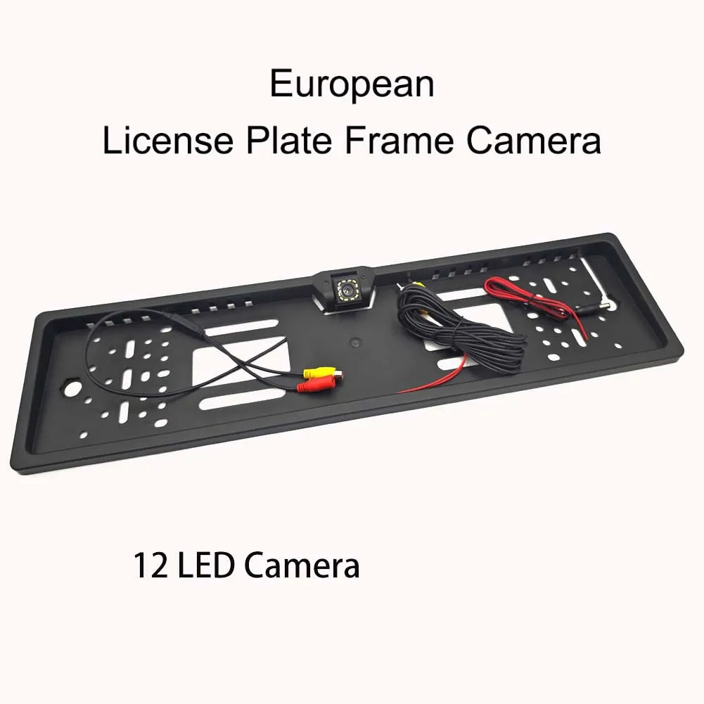 4/8/12LED European License Plate Rearview Camera Frame Reverse Backup Camera Night Vision for Truck Car SUV, Camper Pickup