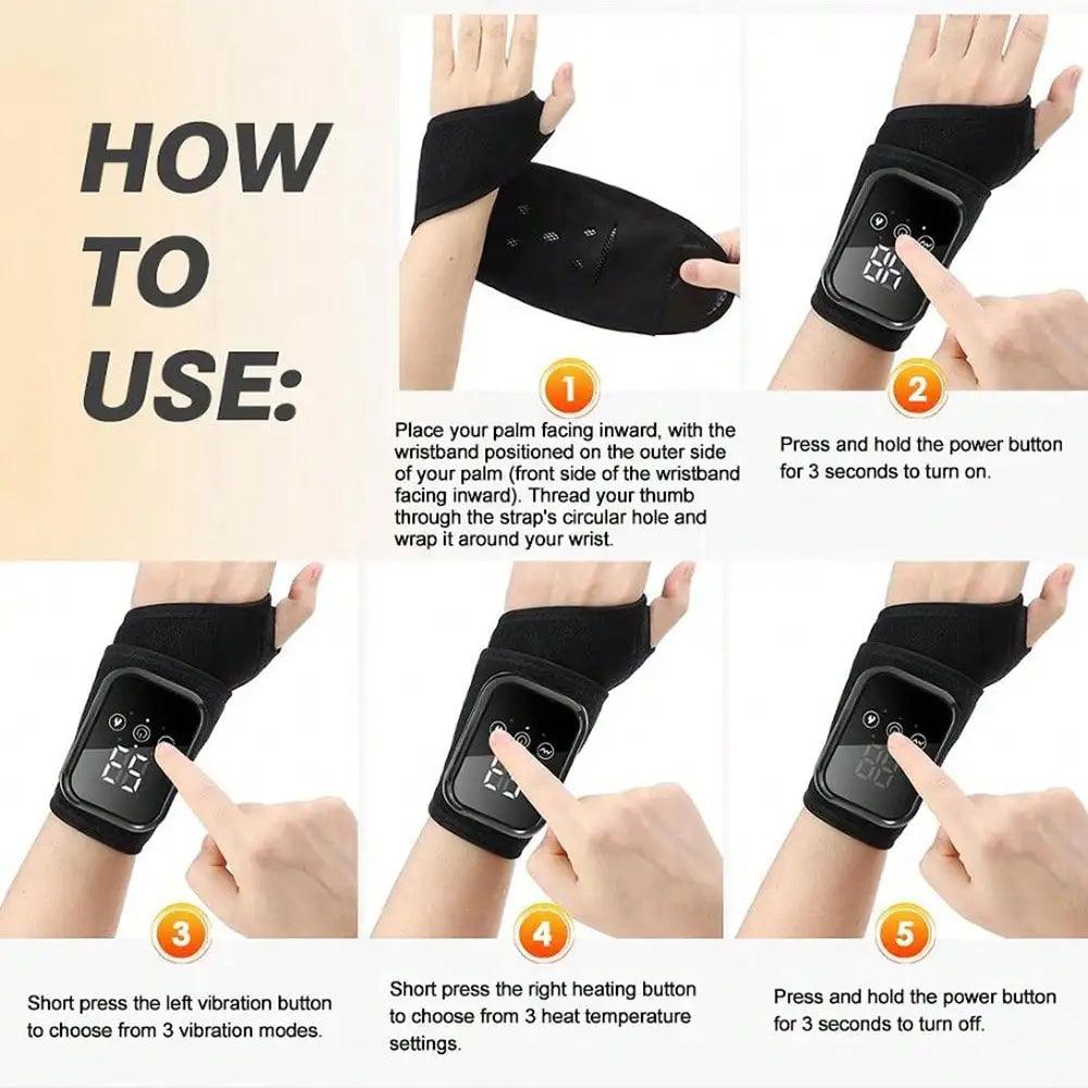Rechargeable Wrist Heating Pad with Vibration Massage