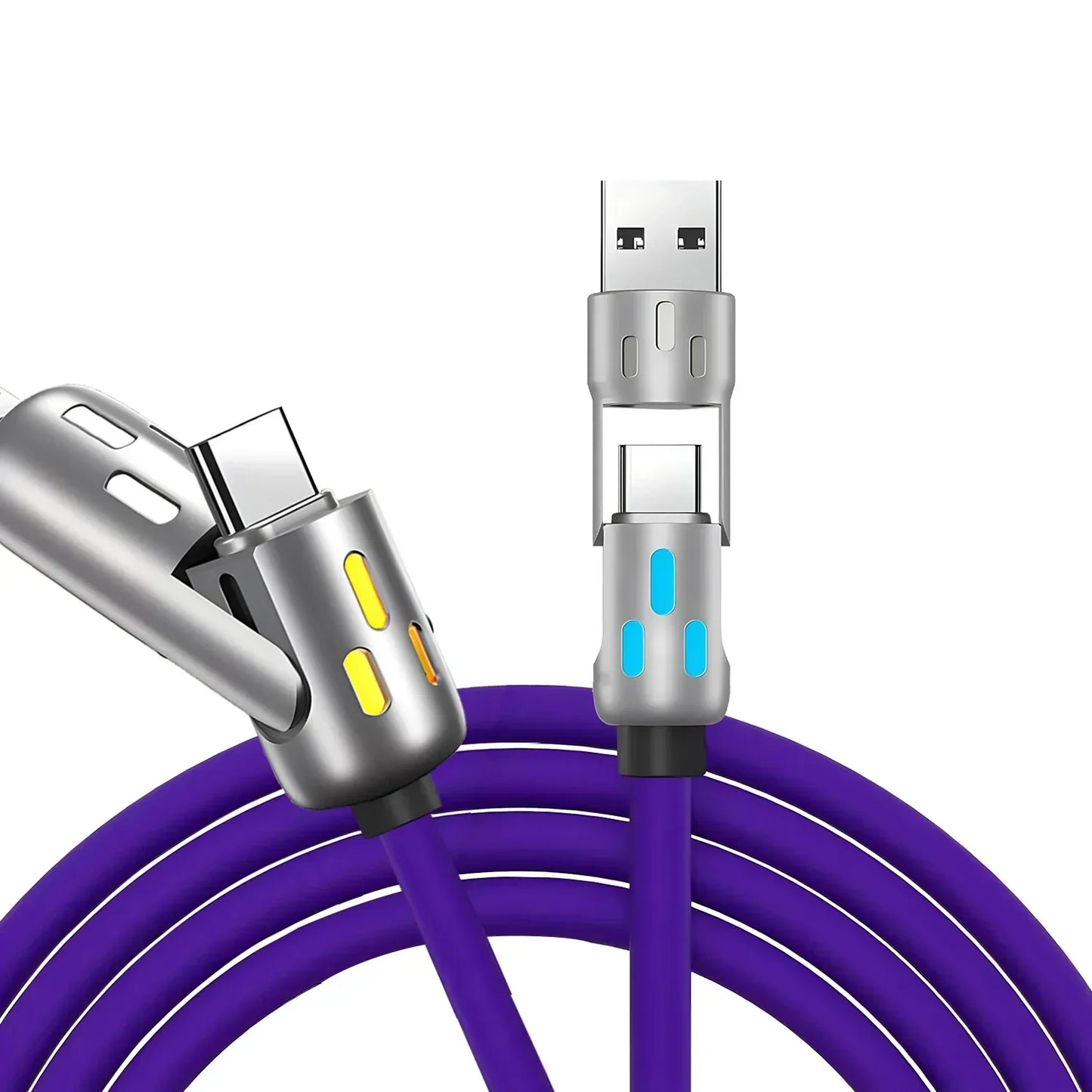 4 in 1 Functional 240W Super Fast Charge USB Type C Liquid Silicone Aluminum Alloy Data Cable For iPhone Huawei Samsung Xiaomi - Urbizia