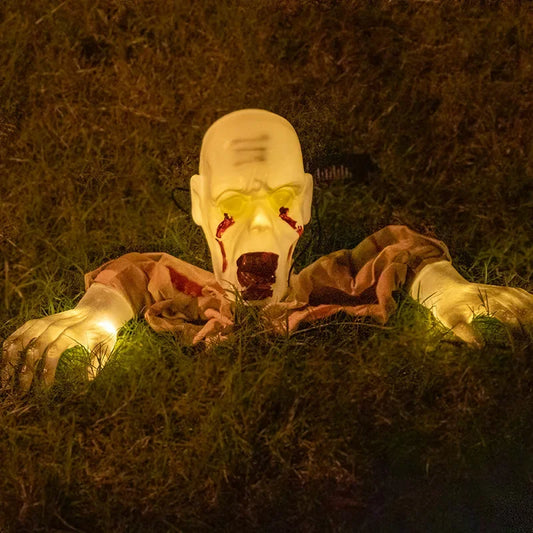 Halloween Glowing Skeleton Decoration – Creepy Ghost Hands Ground Plug Light