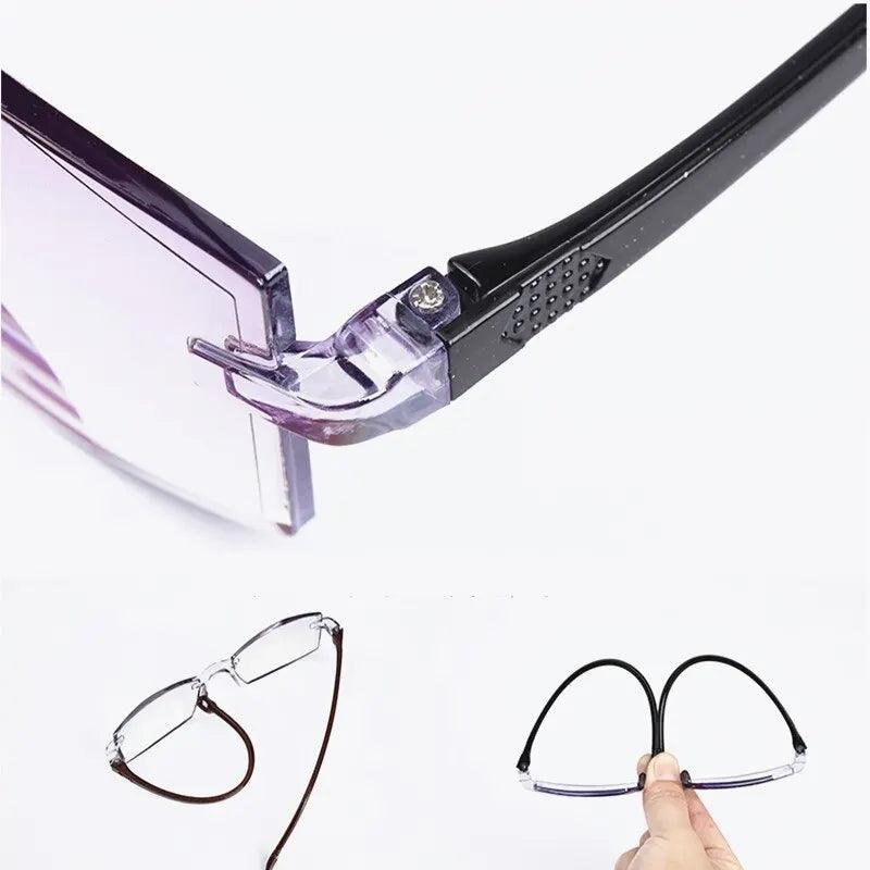 Rimless Anti Blue Light Bifocal Reading Glasses 2 Pairs