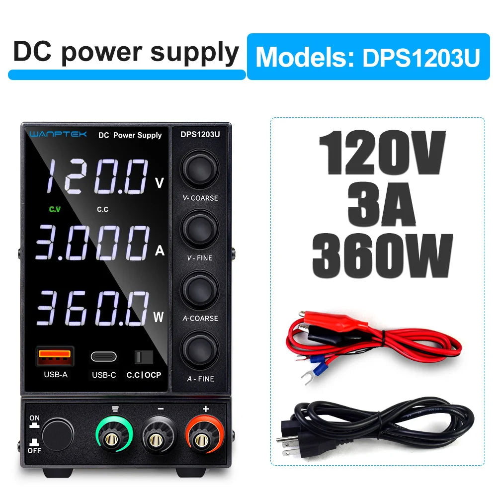Wanptek Adjustable DC Power Supply 30V 5A 10A 60V 120V 3A Laboratory Bench Power Source Switching Stabilized LCD Power Supply Regulator