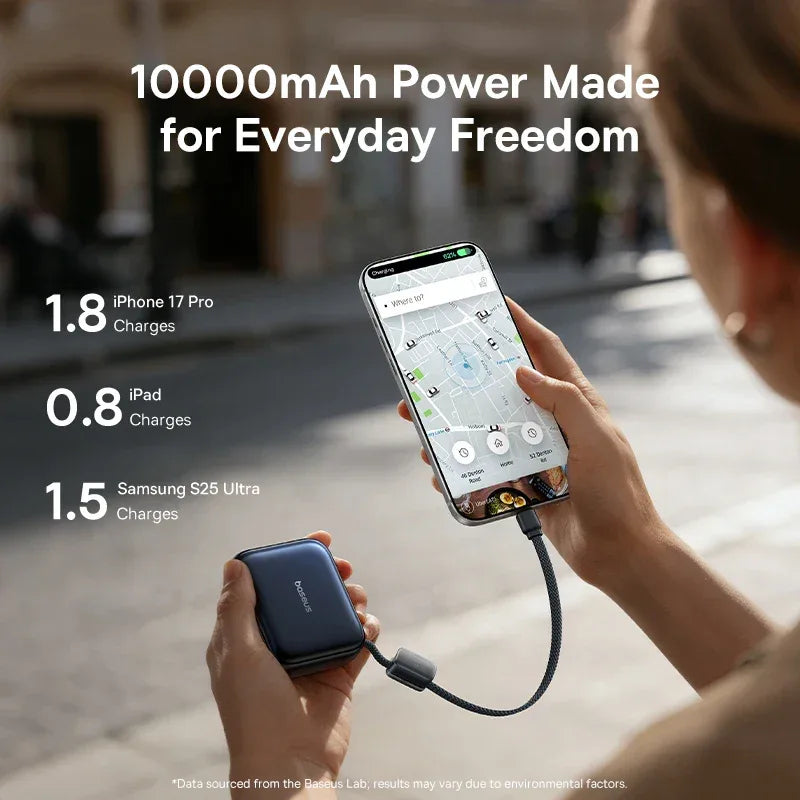 Baseus 45W 10000mAh Mini Power Bank Built-in USB-C Cable
