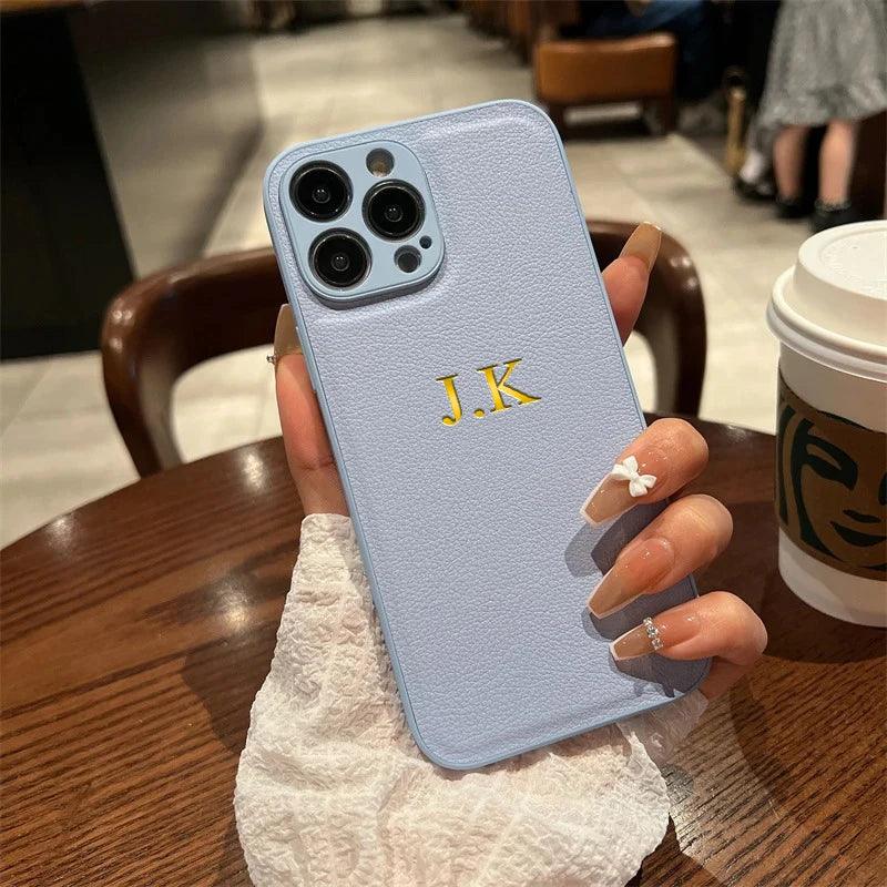 Personalized Phone Case For iPhone 17 16 15 14 13 12 11 Pro Max Plus 17Air Luxury PU Leather Customized Initials Name Gift Cover